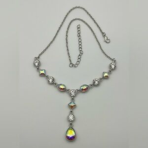 Paparazzi “Forget the Crown” Silver Tone Necklace with Iridescent Rhinestones